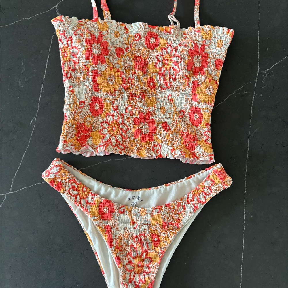 Roxy Smocked Tube Top Bikini